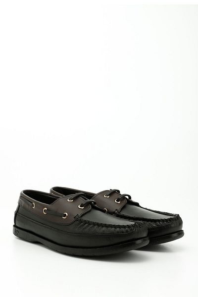 GÖNDERİ(R) Men's Black to Brown Lace-Up Rubber Sole Genuine Leather Shoes