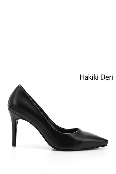 GÖNDERİ(R) Women / Girls Black Pointed Toe Thin Heels Genuine Leather Stiletto