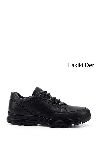GÖNDERİ(R) Men's Black Lace-Up Genuine Leather Comfort Shoes