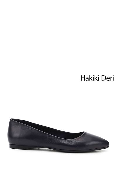 GÖNDERİ(R) Women / Girls Navy Blue Antique Pointed Toe Flat Sole Genuine Leather Ballerinas