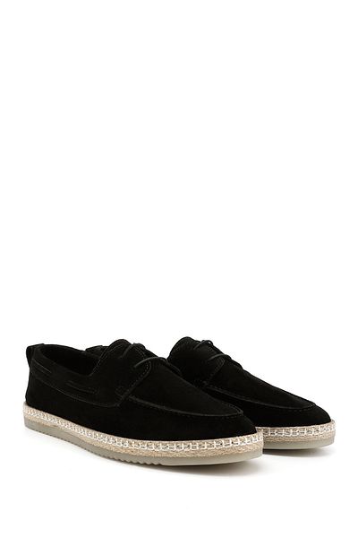 GÖNDERİ(R) Men's Black Suede Lace-Up Thermo Sole Genuine Leather Shoes