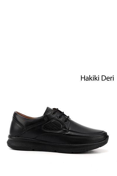 GÖNDERİ(R) Men's Black Lace-Up Genuine Leather Shoes