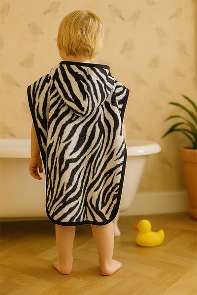 Ender Home Printed Cotton Boy Girl Hooded Sea Beach Pool Children's Poncho