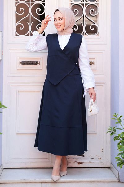 N.S NEVA STYLE Σετ δύο τεμαχίων με φούστα Navy Blue Hijab 75471L