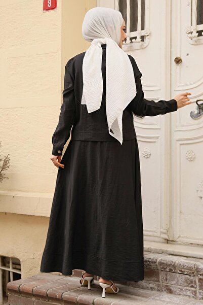 Neva Style Hijab negru cu jachetă, costum din două piese eficient 44723S