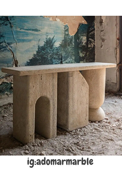 adomarmarblehandmadeandluxury ADOMAR Traverten Dresuar, Mermer Dresuar, Antre Dresuar, %100 Doğal Taş, Konsol Masası, Özel Ölçü