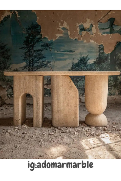 adomarmarblehandmadeandluxury ADOMAR Traverten Dresuar, Mermer Dresuar, Antre Dresuar, %100 Doğal Taş, Konsol Masası, Özel Ölçü