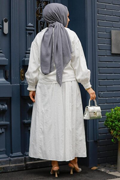 Neva Style Baby Collar White Hijab Φούστα Διπλό Σετ 30004B