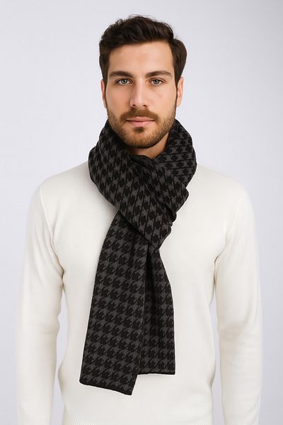 Sebir Moda Houndstooth Patterned Knitwear Scarf
