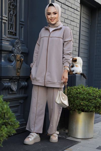 Neva Style Zippered Mink Hijab Double Set 20105V