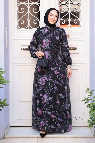 Neva Style Φόρεμα Hijab με φλοράλ μοτίβο 27960S