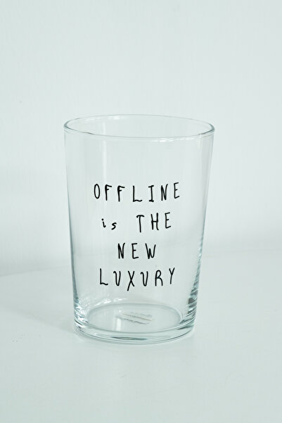 Beige & Stone "Offline Is the New Luxury" Glass Soft Drink & Water Cold Coffee Glass - 510 ml