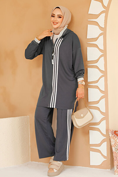 Neva Style Zippered Smoked Hijab Double Set 60061Fu