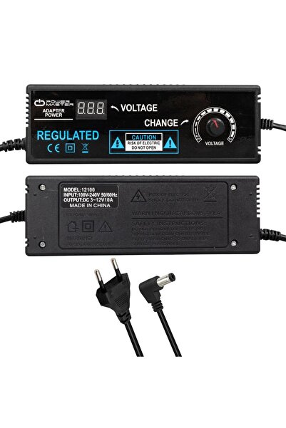 Powermaster Pm-22380 3 Volt - 12 Volt - 10 Amper 5.5*2.5 Uçlu Kademeli Adaptör