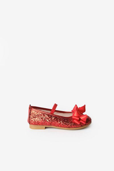 Le Mabelle Red Bow Glitter Girl's Shoes