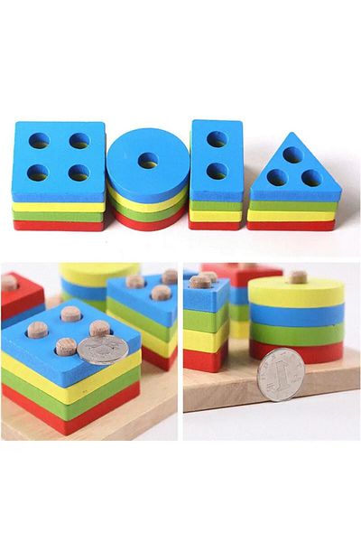 Generic Montessori Toys for Boys, Girls & Toddlers - Wooden Shape Sorter & Stacking Toy, Educational Toys