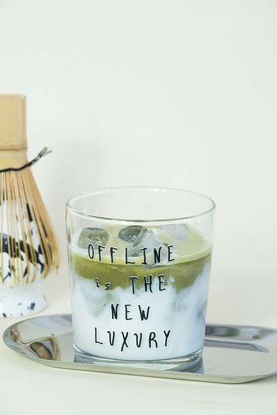 Beige & Stone "Offline Is the New Luxury" Glass Soft Drink & Water Glass - 380 ml