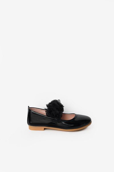 Le Mabelle Black Tulle Flower Girls' Shoes