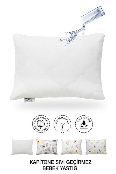Vionel Home Quilted Liquid Proof Baby Pillow |   100% Cotton |   Zipper Design | 35X45Cm