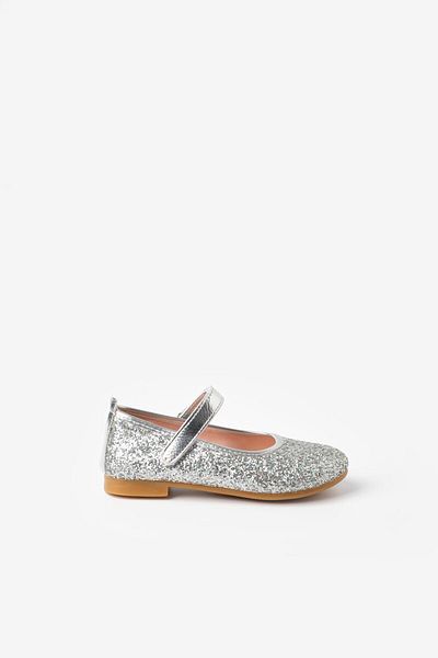 Le Mabelle Silver Glittery Velcro Girls' Shoes