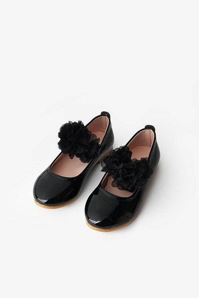 Le Mabelle Black Tulle Flower Girls' Shoes