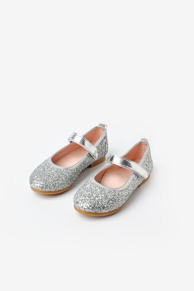 Le Mabelle Silver Glittery Velcro Girls' Shoes