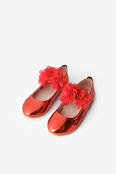 Le Mabelle Red Tulle Flower Girls' Shoes
