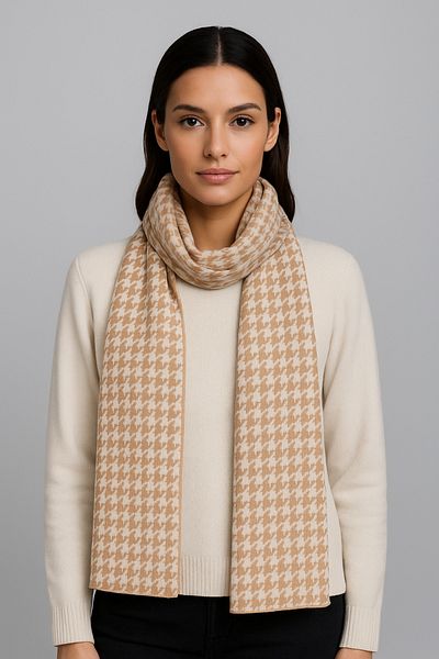 Sebir Moda Unisex Houndstooth Patterned Knitwear Scarf