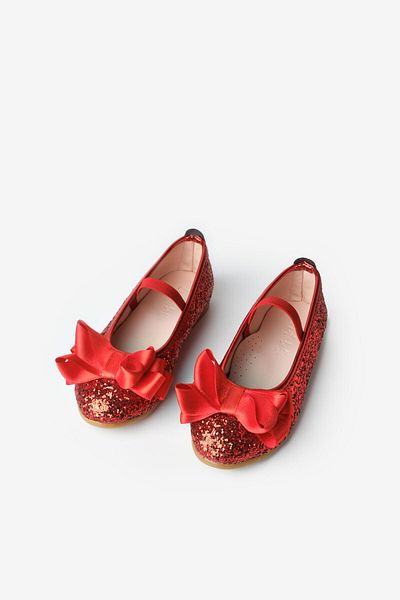 Le Mabelle Red Bow Glitter Girl's Shoes
