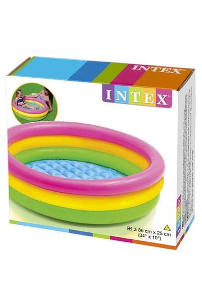 Intex حوض سباحة دائري قابل للنفخ للأطفال من مادة البولي فينيل كلوريد بإضاءة غروب الشمس، مقاس 34 × 10 سم