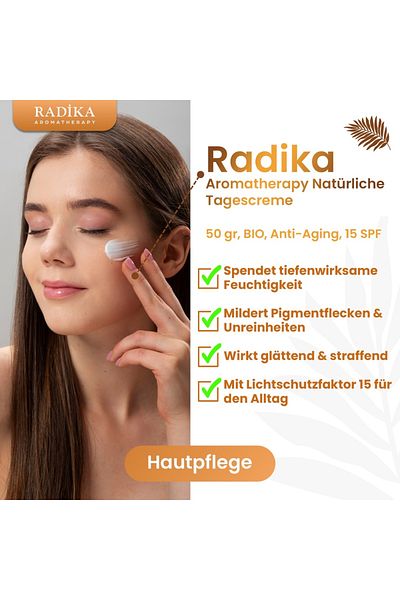 Radika Aromatherapy Natürliche Tagescreme 50 Gr, Bio, Anti-aging, 15 Spf