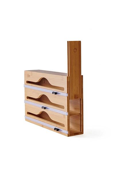 ELZEY HOME Bamboo 3 Compartment Foil Stretch Cutting Box