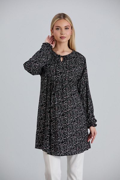 Işşıl IŞIL 4544 - Maternity Viscose Blouse and Tunic, Collar Crispy Flower Pattern, Tie-Up