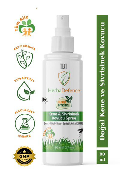 TBT Doğal Kene ve Sivrisinek Kovucu Vücut Sprey | %100 Bitkisel | Tüm Aile İç...