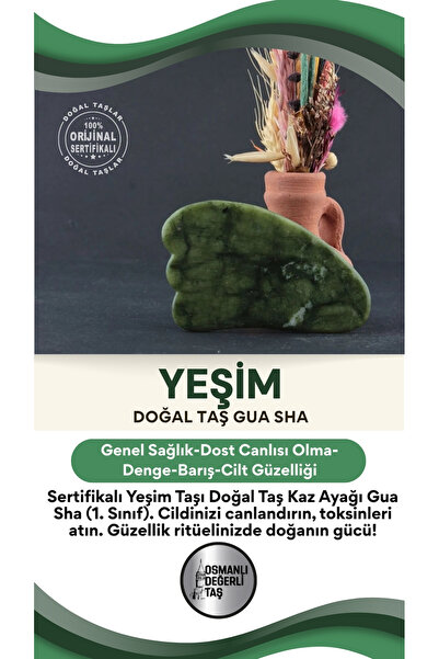 OSMANLI DOĞAL TAŞ Sertifikalı Yeşim Taşı Doğal Taş Kaz Ayağı Gua Sha. 1. Sını...