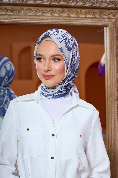 İpekhan Μαλακό κασκόλ Marrakech Collection Steel Blue 1202-02