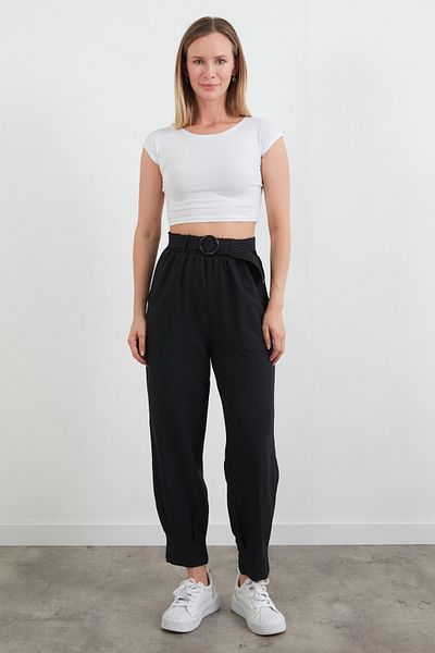 Fulla Moda Belted and Elastic Waist Trousers