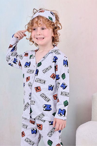 Free Beka Boy's Front Button Print Pajamas Set 100% Cotton Sleepwear Set