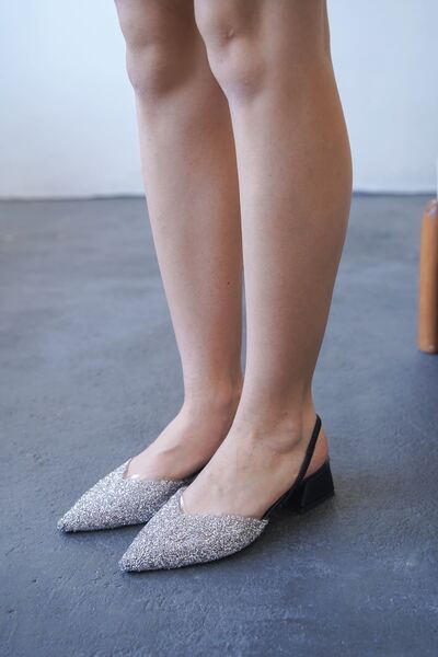 MODAADAM Жіночі туфлі Enju на коротких підборах зі скла зі зламаним каменем чорні