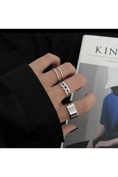 Girift Vintage Set of 3 Adjustable Metal Gothic Rings