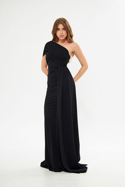 Secret Passion Lingerie Μαύρο ευέλικτο ύφασμα One Shoulder Side Train Λεπτομερές Fish Cut βραδινό φόρεμα και φόρεμα αποφοίτησης 582108 684