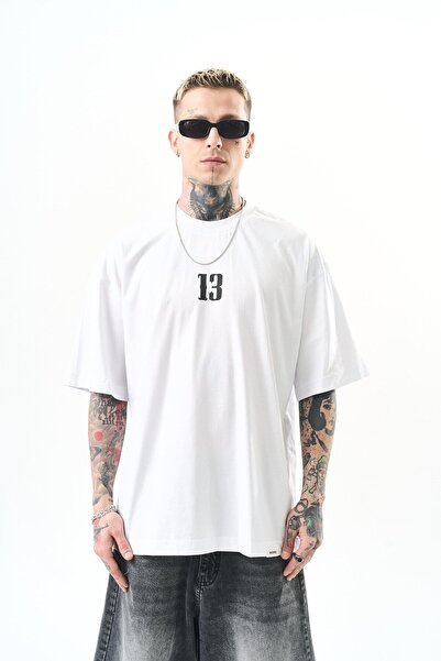 Respire Мъжка тениска с щампа 13, бяла, голям размер