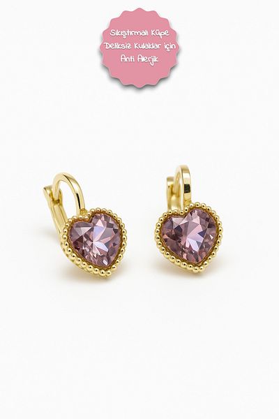 MakeWell Non-Perforated Earrings Ear Heart Design Clip-On Children's Earrings for Children Without Holes