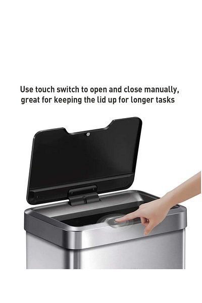 EKO Mirage 80l Motion Sensor Trash Bin – Metallic Grey | Soft-close, Stainless Steel, No-touch Lid