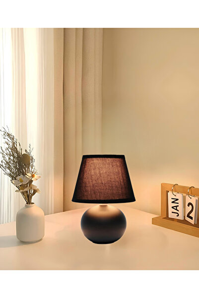 burenze Modern Tasarım Dennis Abajur Siyah Gövde Siyah Şapka