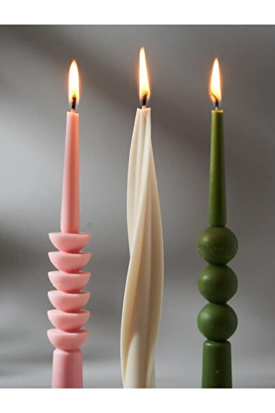 SCA CANDLE Dekoratif Mum Şamdanlık Mum üç kanatlı model 2 kili Kırık Beyaz