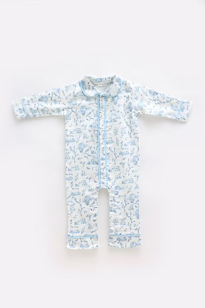 Atelier Babbi Cotton Satin Jumpsuit - Toile De Jouy / Blue