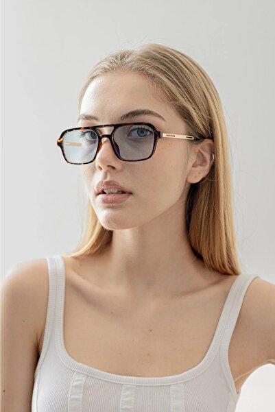 BAPPİR Lüx Mavi Camlı Unisex Güneş Gözlüğü Leopar