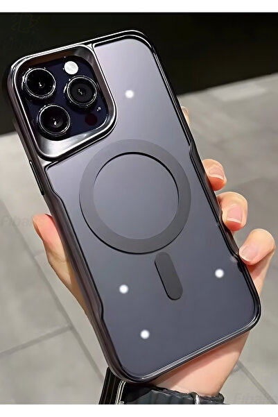 Fibaks İphone 15 Pro Uyumlu Kılıf Prizma Kamera Çıkıntılı Magsafe Şarj Destekli Mat Renkli Şeffaf Kapak