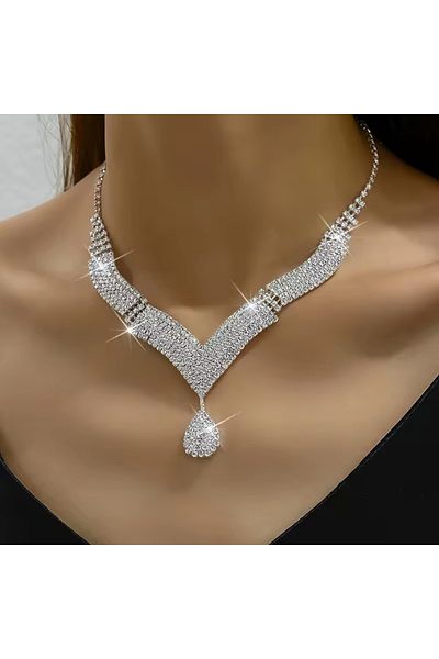 Mihra Aksesuar Choker Necklace Earrings Set
